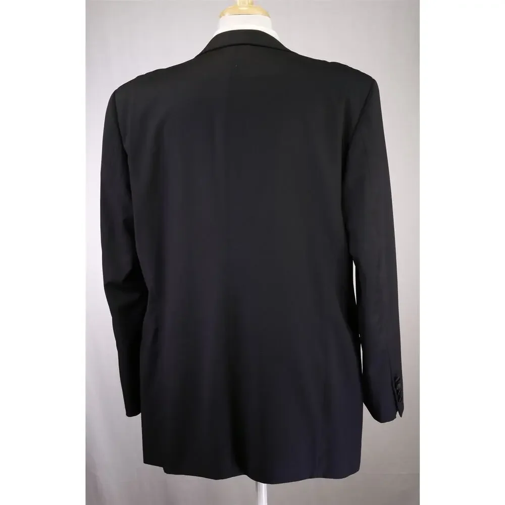 Armani Collezioni Black 2-Btn Wool Tuxedo Formal Wedding Suit 44L